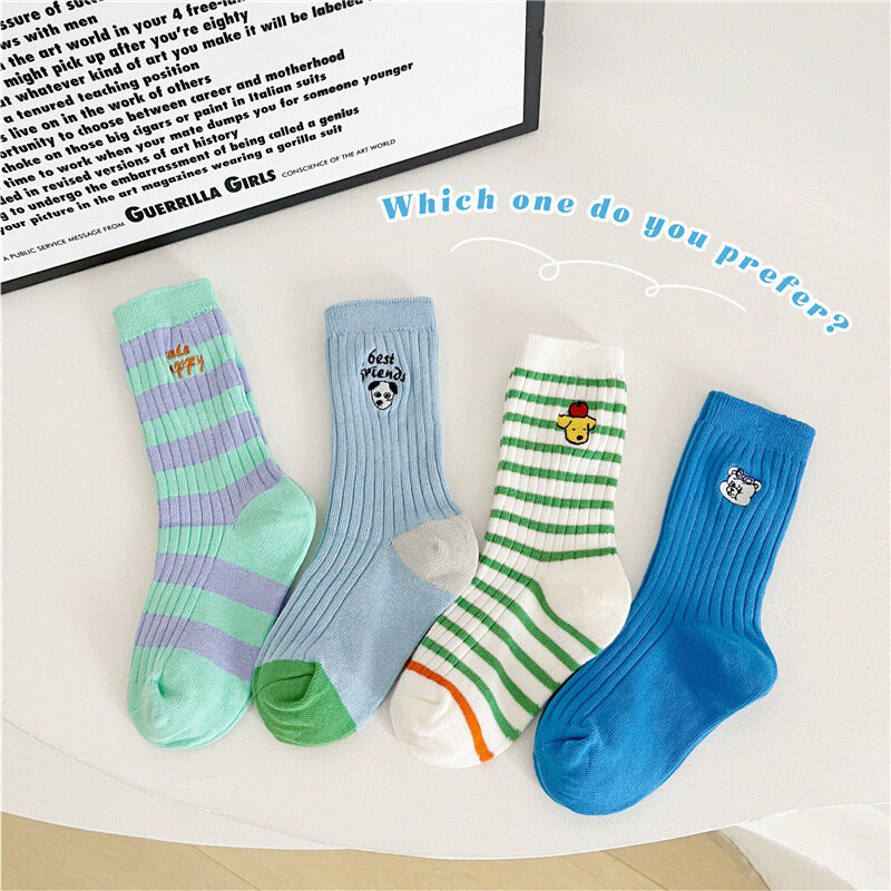 Calzini per ragazzi calzini medi con motivo a lettera di cartone animato primaverile calzini per bambini in cotone per bambini