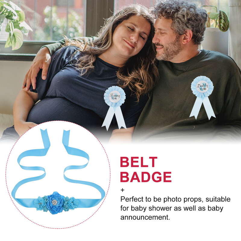 Riem Badge Set Geschenken Baby Shower Sjerp Versieren Zwangerschap Buik Chiffon Bloem