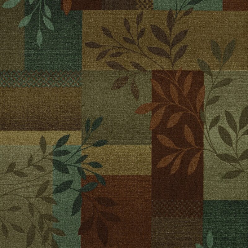 Gambar blok daun tradisional karpet aksen dalam ruangan, 2'6 "X 3'10"