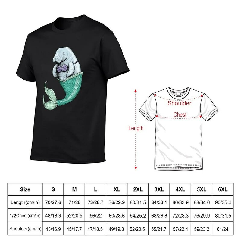 T-shirt graphique personnalisé Manatee Mermaid pour hommes, vêtements esthétiques, nouveau