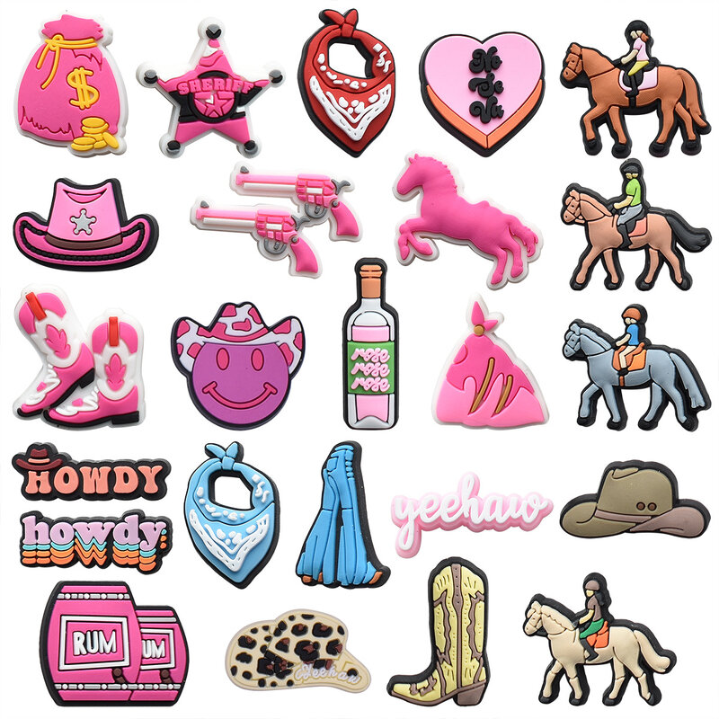 ins western cowboy horse money hat Shoe Charms Charms for wristband Clog Decoration Sandals Accessories for Boys Tee
