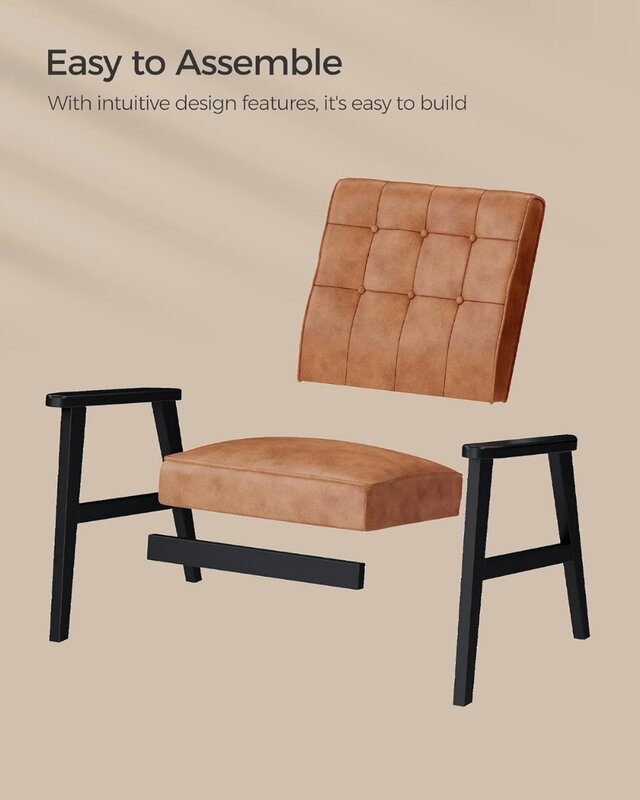 Kursi santai aksen, kursi setengah abad Modern lengan dengan sandaran tangan kayu Solid dan kaki, Sofa berbantalan 1 kursi untuk ruang tamu