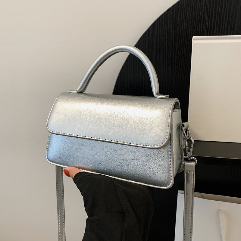 Neue Handtasche 2024 einfarbig einfache Schulter kleine Tasche Geldbörsen und Handtaschen Umhängetaschen für Frauen