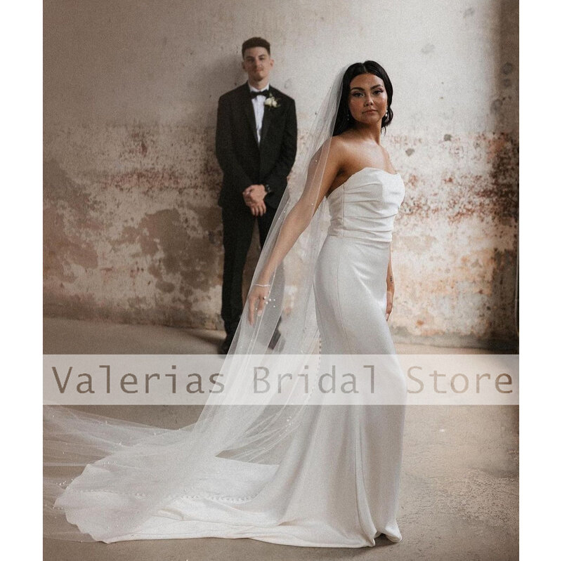 Eleganckie suknie ślubne syrenki bez ramiączek długi pociąg suknia ślubna seksowna biała suknia ślubna Vestidos De Novia