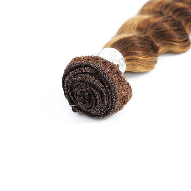 Linhua Loose Deep Wave Human Hair Bundles, Destaque Ombre, Marrom, Mel Loiro, P4, 27, 8 a 30 ", 1 3 4 Pacotes