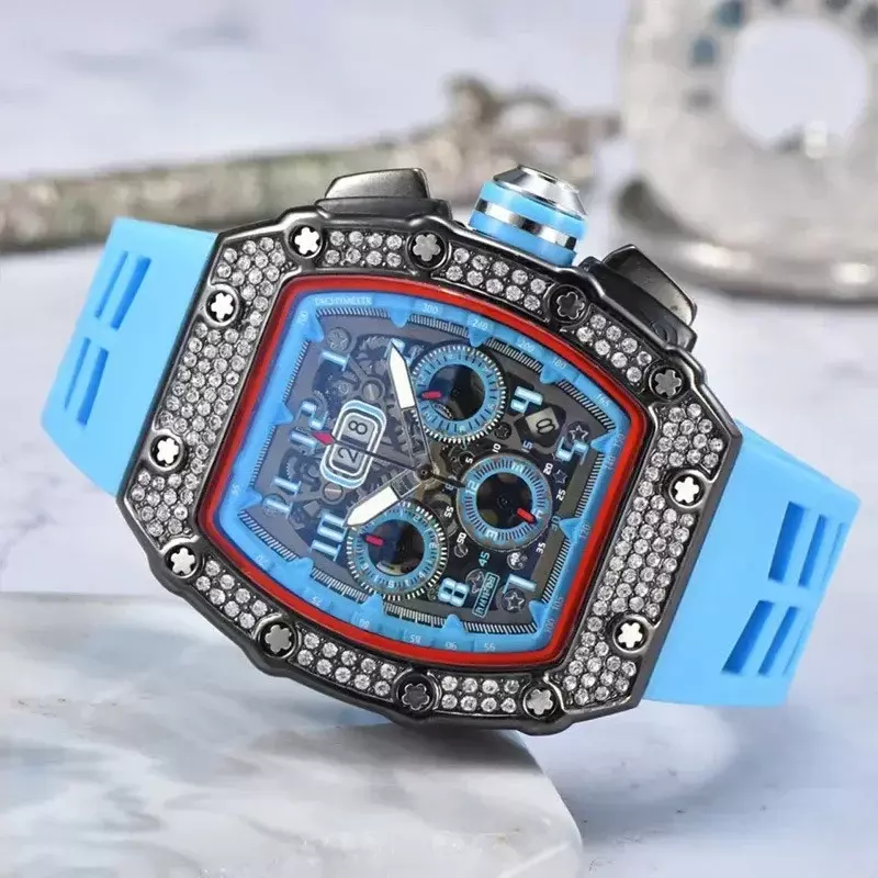 Jam tangan Quartz multifungsi, arloji merek mewah 2024, jam tangan bisnis bermerek, 6-pin, pergerakan Quartz Aloi, berbentuk barel