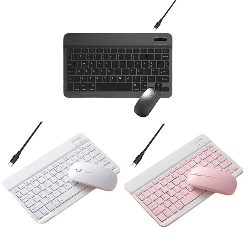 Mini teclado sem fio bluetooth, mouse portátil para samsung, xiaomi, android, apple, telefone, tablet, pc