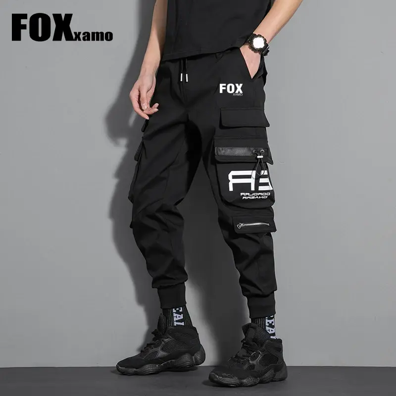 Foxxamo-pantalones de pesca con múltiples bolsillos para hombre, calzas ajustadas de secado rápido, pantalones informales relajados con múltiples bolsillos
