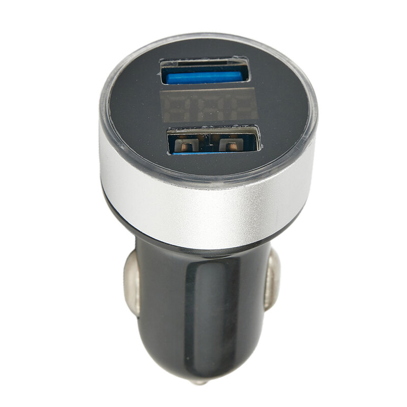 شاحن سيارة بمنفذ USB مزدوج ، ضوء جو أزرق ، شاشة رقمية ، شاشة عرض ليد فولطية ، 3.1A ، 12 V ، 24V ، 1