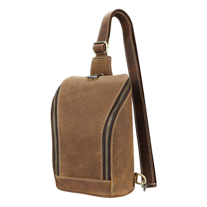 حقيبة كتف واحدة من الجلد الطبيعي للرجال ، حقيبة كروس بودي كلاسيكية ، حقيبة ظهر كاجوال ، رياضة خارجية بسيطة ، موضة جديدة ،