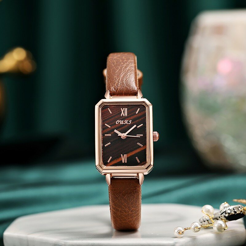 Reloj cuadrado Vintage para Mujer, correa de cuero, correa, Reloj de pulsera adecuado para regalos, Reloj Digital informal elegante para Mujer