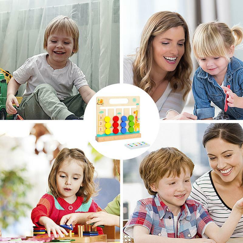 Juguetes Montessori a juego de colores, juego en movimiento de doble cara de 4 colores, juego interactivo de Color a juego para preescolar, Color y forma