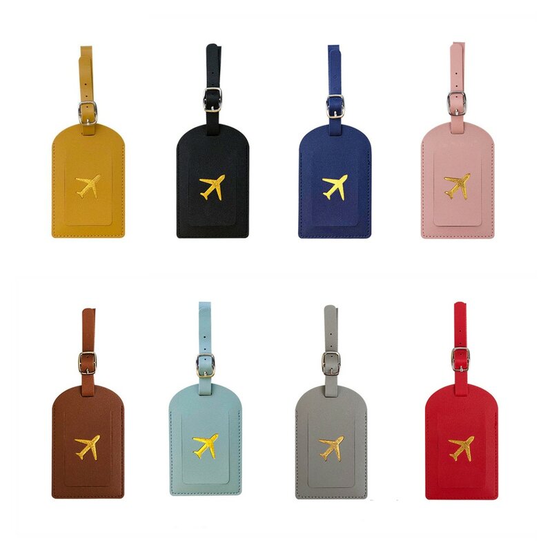 Etiqueta de equipaje de cuero PU portátil, etiqueta identificadora de maleta, bolsa de equipaje, identificación de nombre, soporte de dirección, accesorios de viaje, 1 ud.