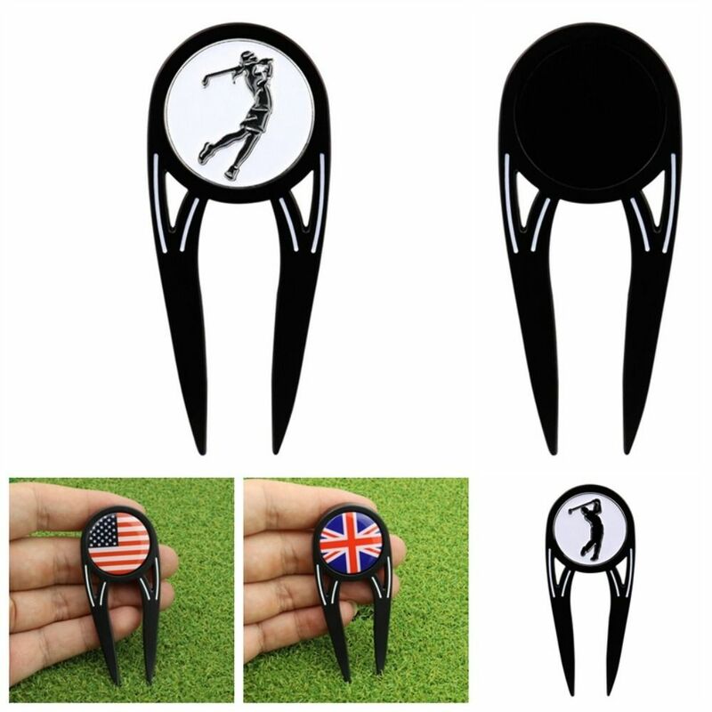 Zinklegering Golf Groene Vork Golf Accessoires Draagbare Multifunctionele Golfbal Marker 4 In 1 Magnetische Divot Vork Golfclub