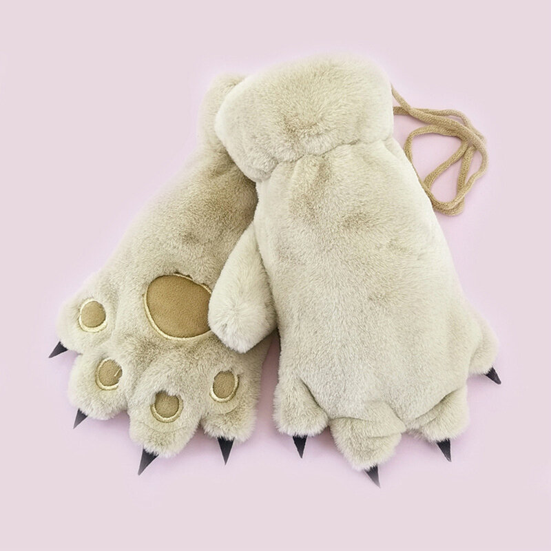 Bear's Paw Winter Children's Gloves Cartoon Cute Plus Velvet Warm Mittens Outdoor Men's and Women's Cosplay Costume Tool