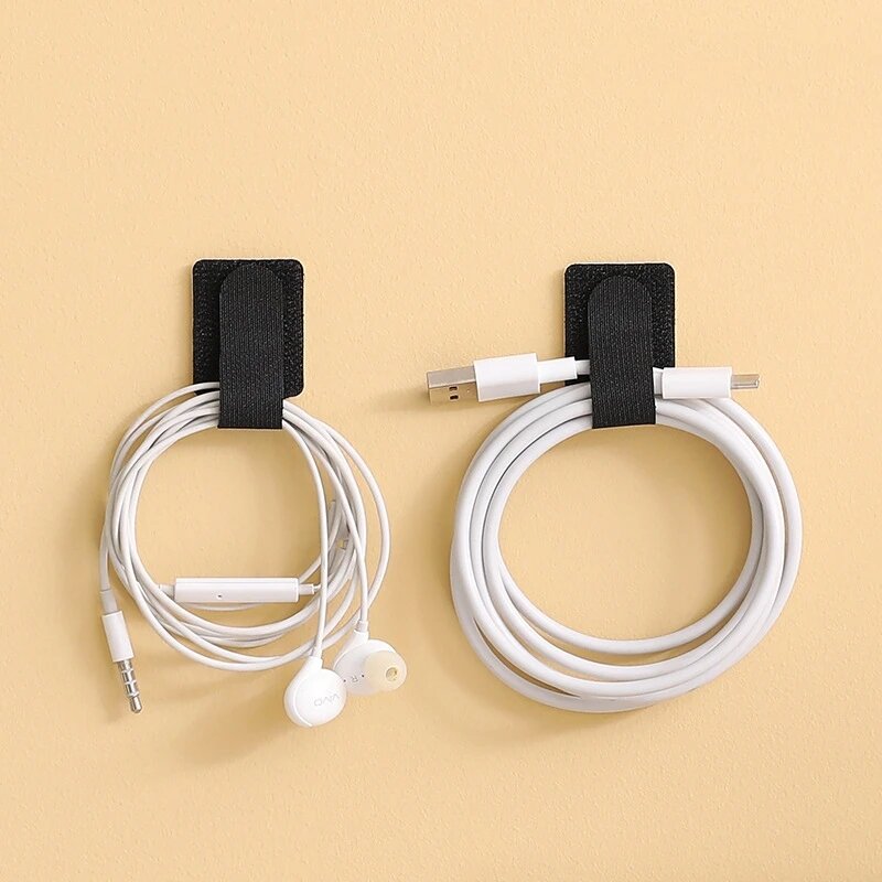 16-1Pc Self-adhesive Wire Organizer Hook and Loop Cable Tie Desk Tidy Cable Management Storage Strap Reusable Fastener Glue Tape