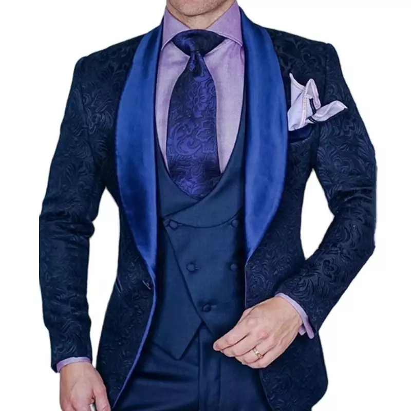 Мужские костюмы из 3 предметов, бордовая жаккардовая ткань, деловой облегающий Свадебный костюм для жениха, блестящая Банкетная смокинговая куртка, жилет с брюками
