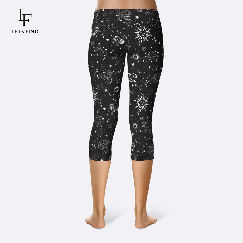Letsfind 2020 verão nova chegada 3d bela galáxia imprimir cintura alta meados de bezerro leggings moda feminina fitness legging