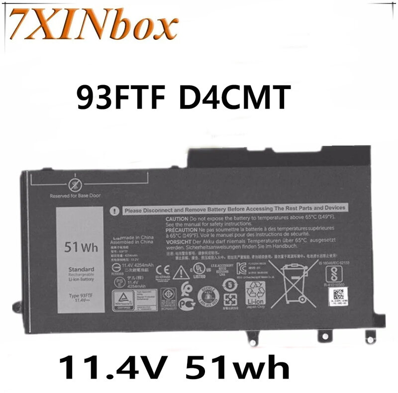 7XINbox 11,4 V 51wh Original 93FTF D4CMT Laptop Batterie Für DELL TYP 93FTF D4CMT Tablet