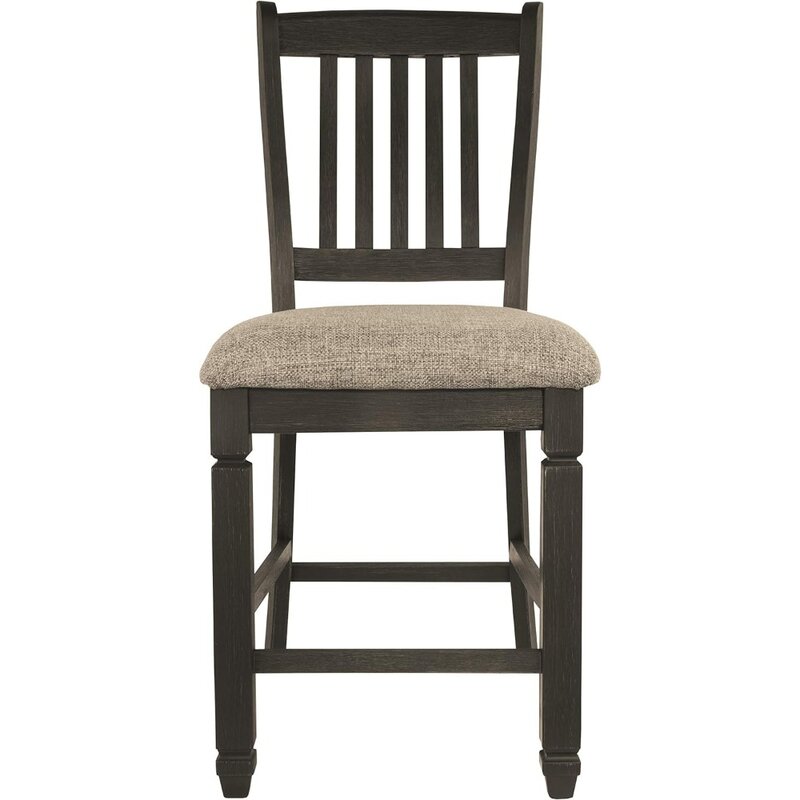 by Ashley Tyler Creek Farmhouse 24.38" Counter Height Upholstered Barstool, Set of 2, Almost Black