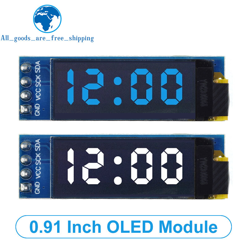TZT modul OLED 0.91 inci 0.91 "tampilan LED LCD 128X32 biru putih 0.91" berkomunikasi UNTUK Arduino