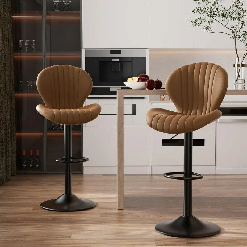 Bar Stools Set of 2 Modern Swivel Bar Chairs, Barstools Counter Height with High Backrest, Easy 3-5 Minute Assembly