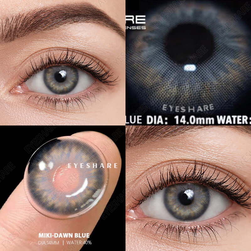 EYESHARE 2 Buah Lensa Kontak Berwarna Alami untuk Mata Lensa Kontak Mata Biru Coklat Riasan Murid Cantik Tahunan Lensa Berwarna