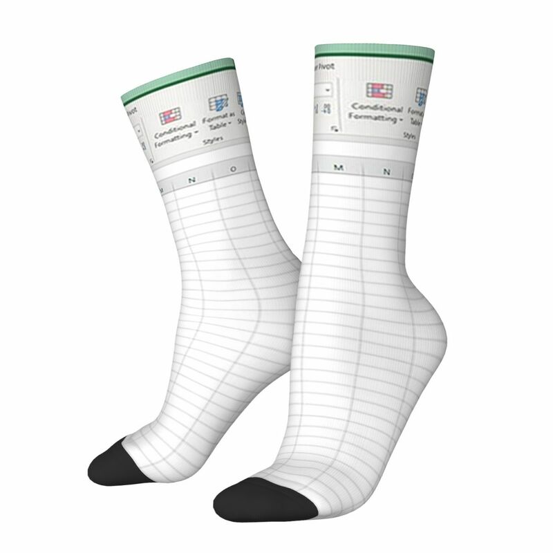 Blank Excel Sheet Socks Harajuku Sweat Absorbing Stockings All Season Long Socks Accessories for Unisex Gifts