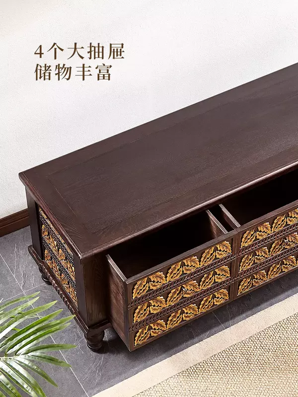 Шкаф для гостиной из массива дерева в юго-восточном азиатском стиле, шкафчик для телевизора, домашняя мебель в тайском стиле, роскошный напольный шкаф, шкафчик