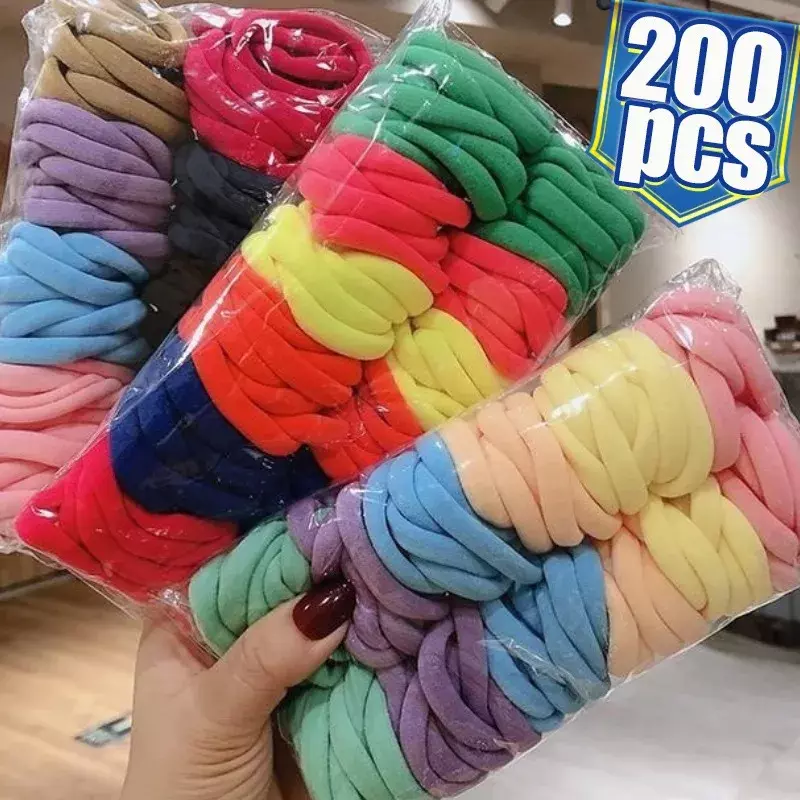 50/200pcs Thicken Girls Hair Band Hairbands Hair Accessories For Woman Kids Ponytail Holder Elastic Scrunchies Rubber Bands