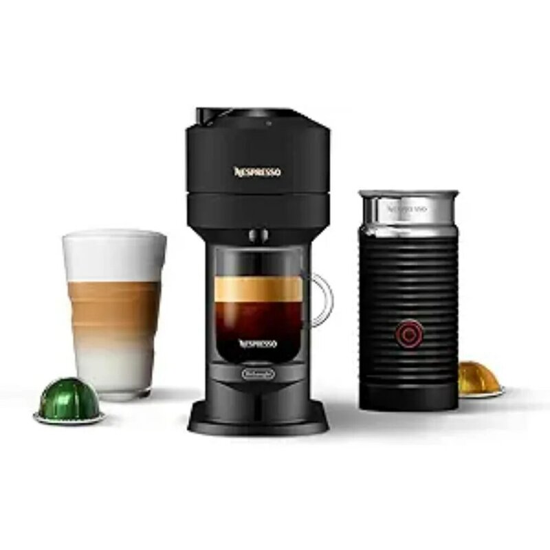New-vertuo next Kaffee-und Espresso maschine von de'longhi mit Milch auf schäumer, limitierte Auflage, 18 Unzen, mattschwarz