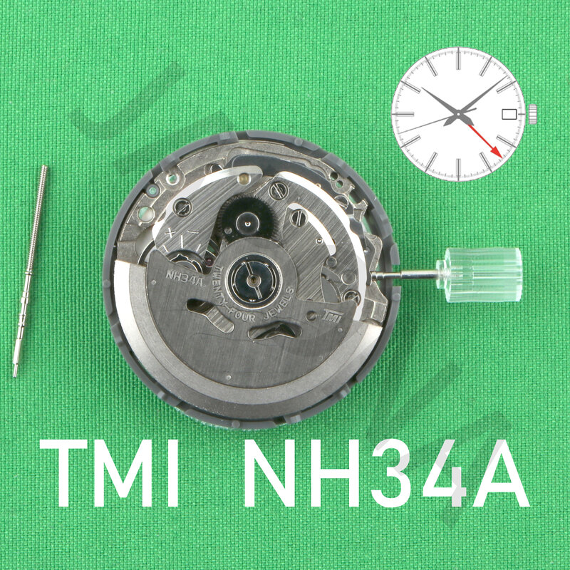 Aksesoris gerakan jam tangan NH34 merk mekanik baru gerakan SEIKO NH34a tiga jarum kerja presisi otomatis penuh asli
