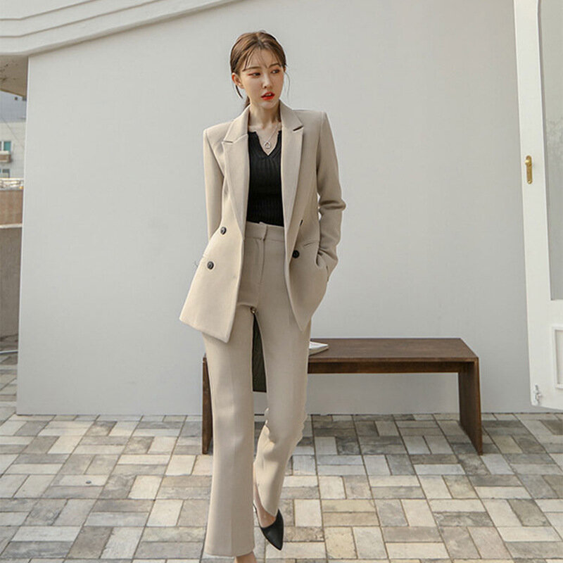 Moda koreański styl Slim Fit wyszczuplający elegancki Dongdaemun komplet garniturów kobiet profesjonalny wiosenny i jesienny kombinezon nowa, do pracy