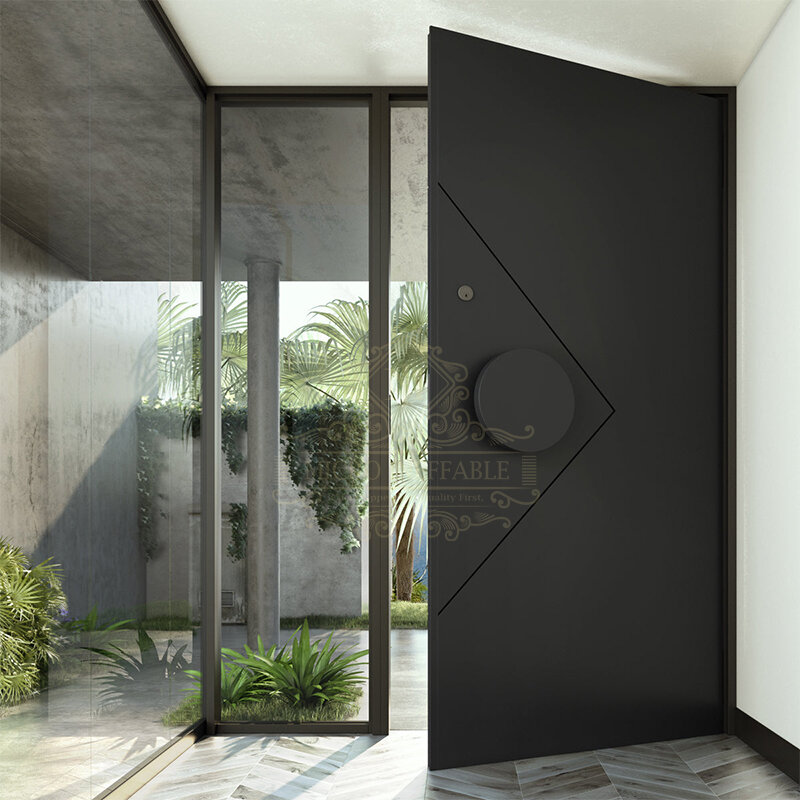 Porta Pivô De Segurança De Aço Frontal, entrada De Metal, cor Personalizada, design Moderno, preço De Fábrica