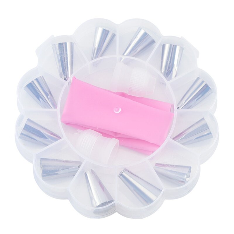 Silicone Silicone Pastry Bag Portable Stainless Steel 12 Nozzle Sets Reusable Pastry Bags