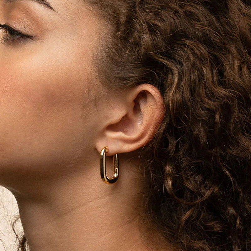 SUNIBI Stainless Steel Stud Earrings for Woman Prevent Allergy Fashion Vintage Handmade U-Shape Earring Circle Bride Jewelry
