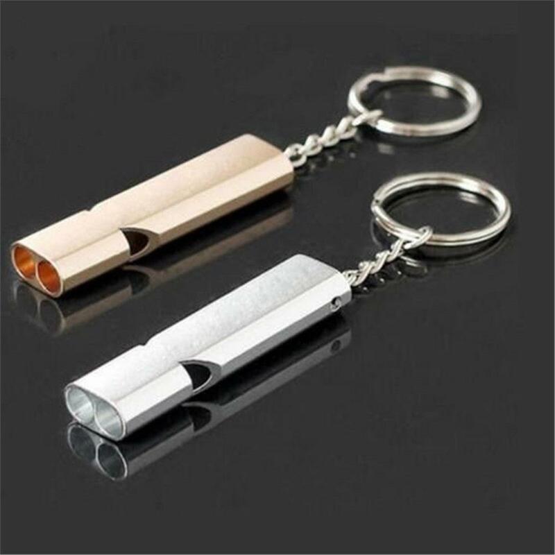 Outdoor Survival Whistle Aluminum Alloy Double Tube Dual-frequency High Volume Hiking Camping First Aid Whistle Outdoors Tool