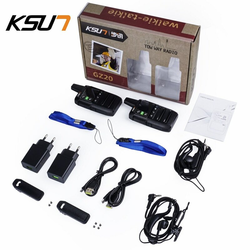 KSUT GZ20 Walkie Talkie portátil, receptor de rádio UHF, receptor sem fio definido para acampar, bar, hotel, 2 pcs incluídos