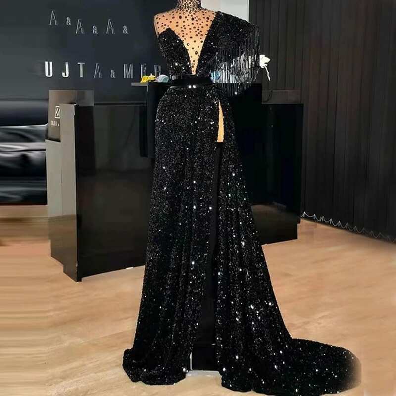 Simple Luxurious Backless Beading Long Mopping Dresses Woman Sexy Beautiful Even Summer Bohemian Evening Dresses Party Beach