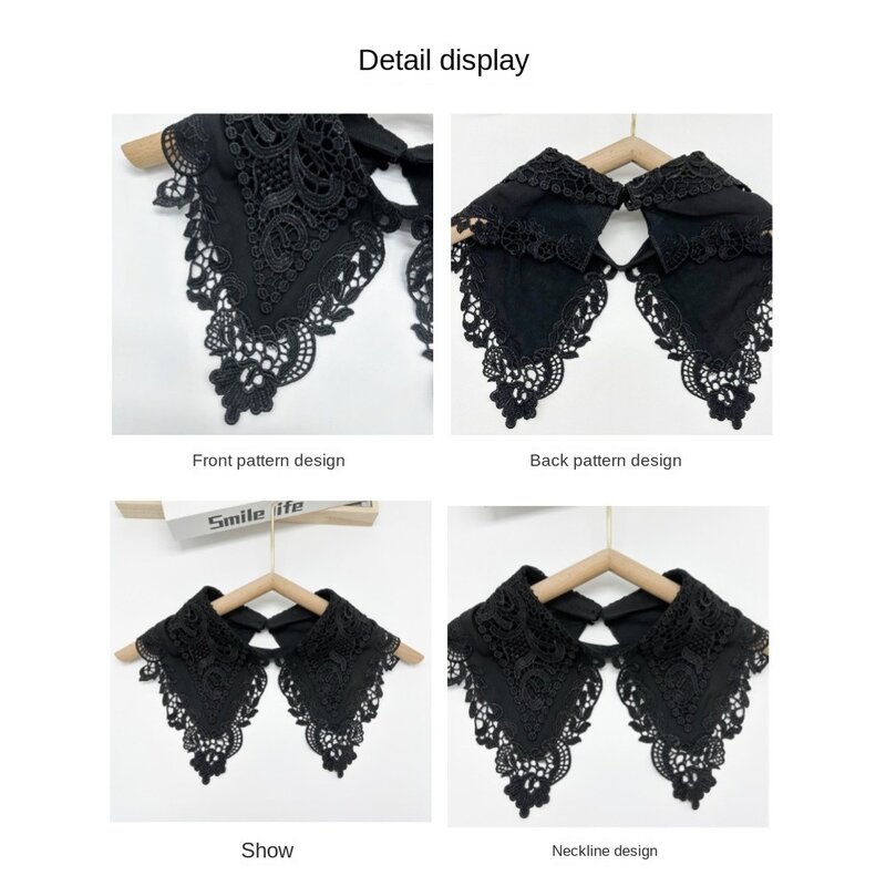 Clothing Accessories Hollow Embroidered Lace Collar Lace Up Shawl Double Layer Detachable Shirt Collar Fake Collar
