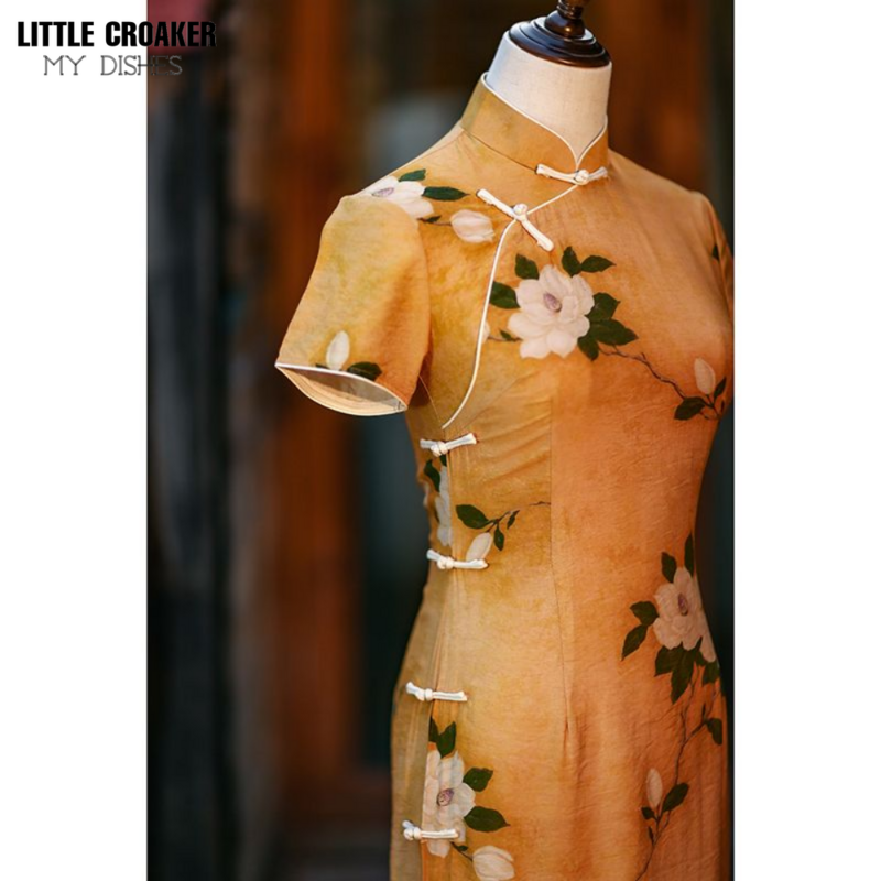 中国風のshanghaiドレスシンプルでエレガントなレトロな気質若い春の改善ハイエンド