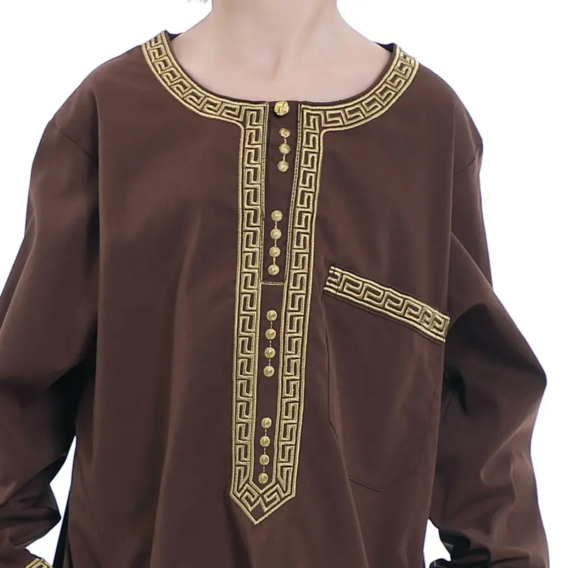 Мусульманский комплект из 2 предметов для мальчиков, платье с круглым вырезом и длинным рукавом, платье-рубашка с принтом, абайя, кафтан, джубба, ТОБ, мусульманская одежда