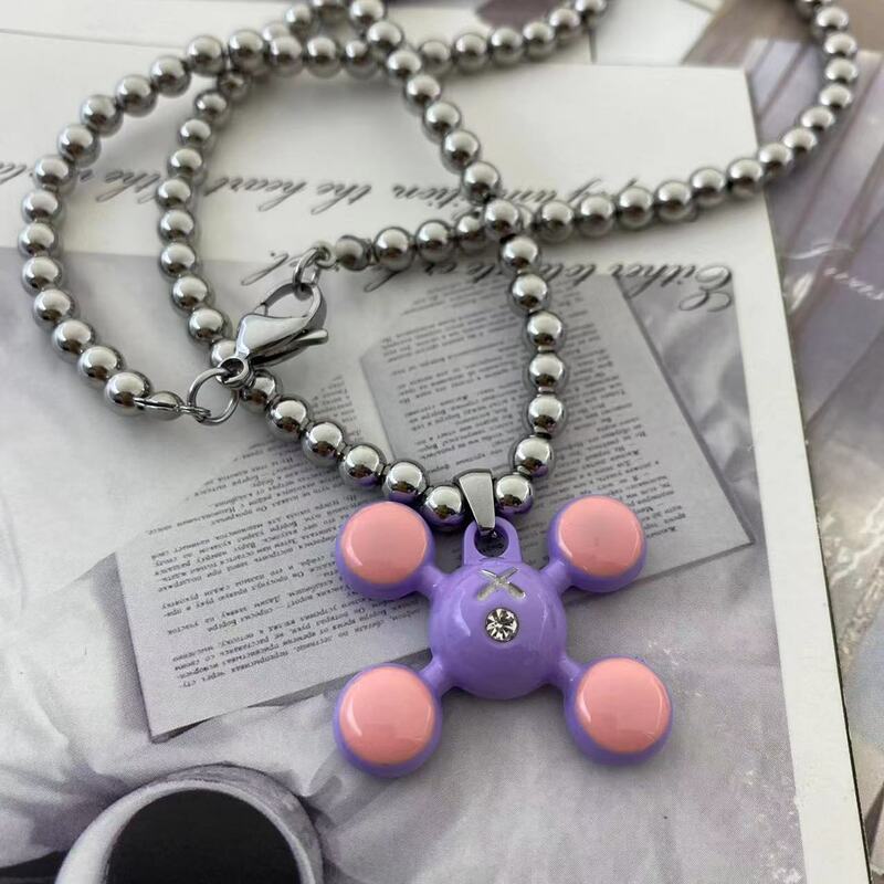 Mode Edelstahl Runde Perle Kette Quadangle Ball Anhänger Für Männer Frauen Persönlichkeit Nische Design Gefühl Halskette Geschenk