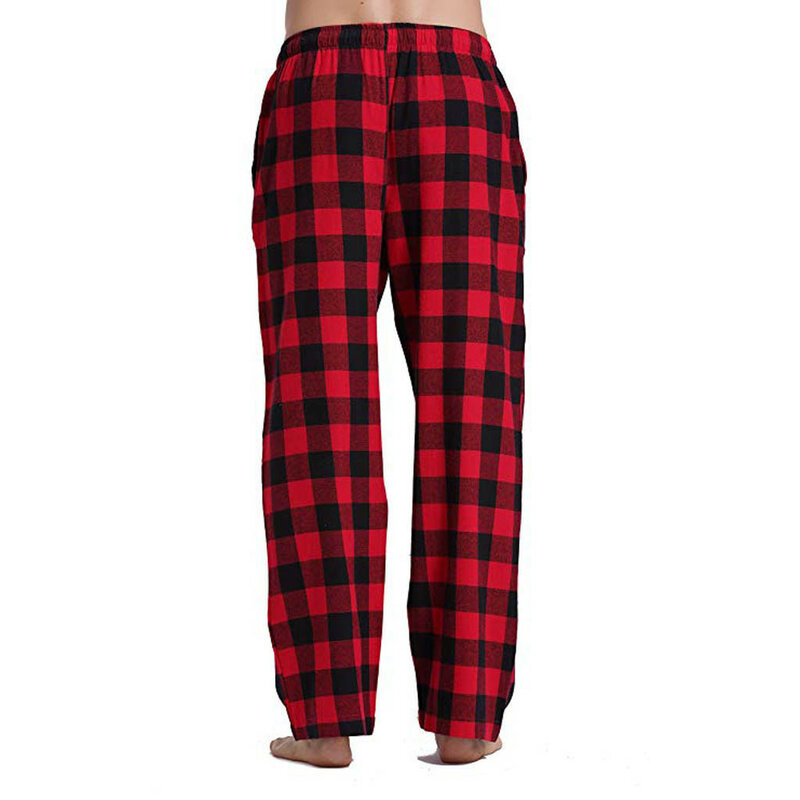 Fashion Men´s Casual Cotton Pajama Long Pant Soft Comfortable Loose Elastic Waistband Plaid Cozy Sleepwear Home Lounge Pants