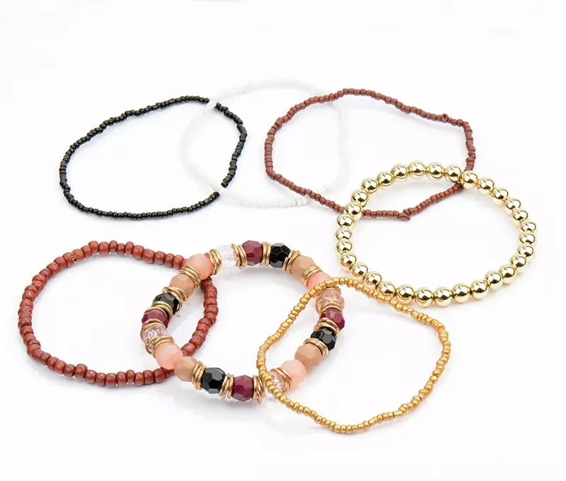 Bracelets de perles multicouches pour femmes, bijoux bohèmes, bracelets à brins élastiques, mode 2017