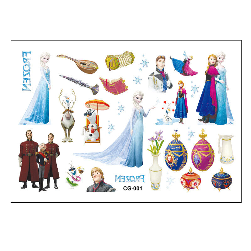 Pegatinas de dibujos animados de Frozen para niños, tatuaje de princesa Elsa, Anna, Disney, decoración de fiesta de cumpleaños, juguetes adhesivos, regalos, novedad