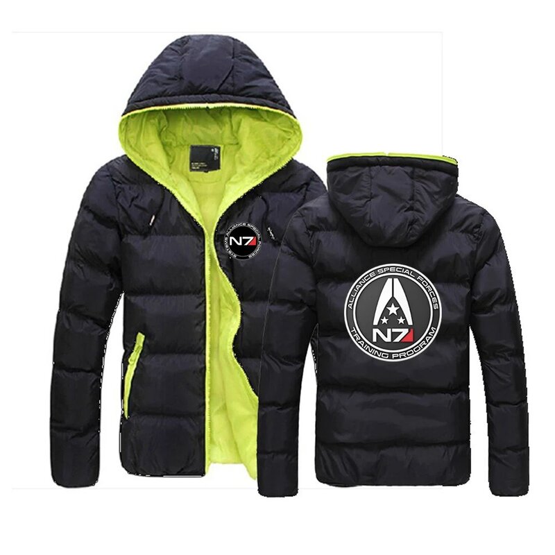 N7 Mass Effect Men Autumn and Winter Printing Leisure Classics Six-Color Cotton-padded Clothes Hooded Versatile Trendy Coat