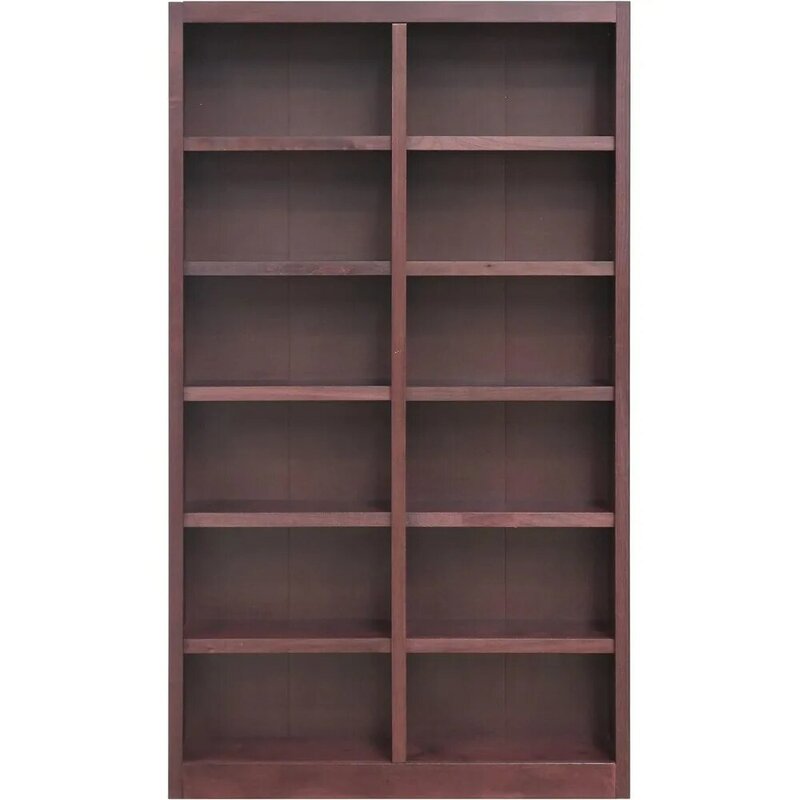 84"tall 12-shelf Double-width Dry Oak Bookcase with10adjustable Shelves and 2 Fixed Shelves To Accommodate Large and Small Items