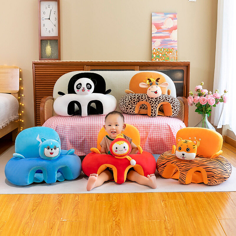 Sofá de juguete de felpa para niños, asiento de aprendizaje para bebé, silla de dibujos animados, anticaída, antirollover, funda de sofá sin relleno