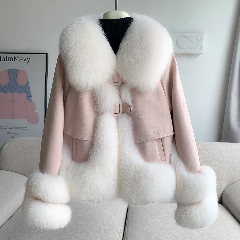 Aorice New Soft Design Genuine Fox Fur Collar Winter Jacket Duck Down Lining Women Fashion Coat CT314